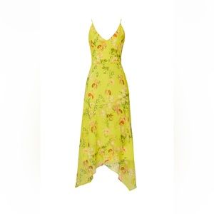 Yellow Floral Midi Dress with Adjustable Straps